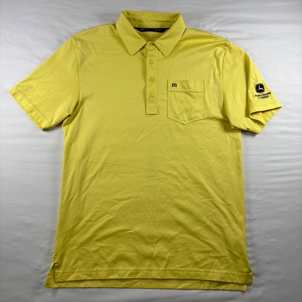 Travis Mathew Polo Mens M John Deere Classic Golf Shirt Yellow Pima Blend Sport
